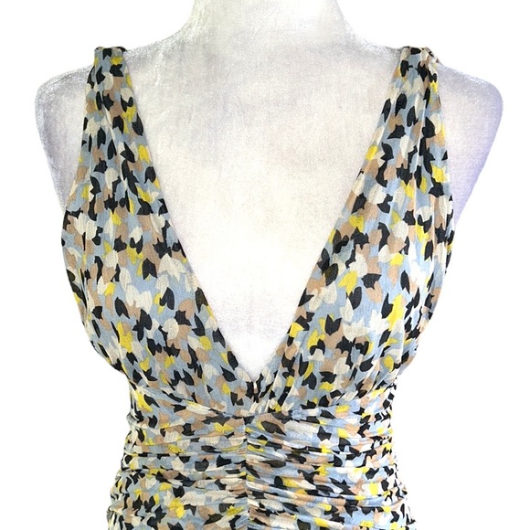 Diane Von Furstenberg Silk Aslin Pastel Ruched Midi Column Dress - 8 - Picture 3 of 13